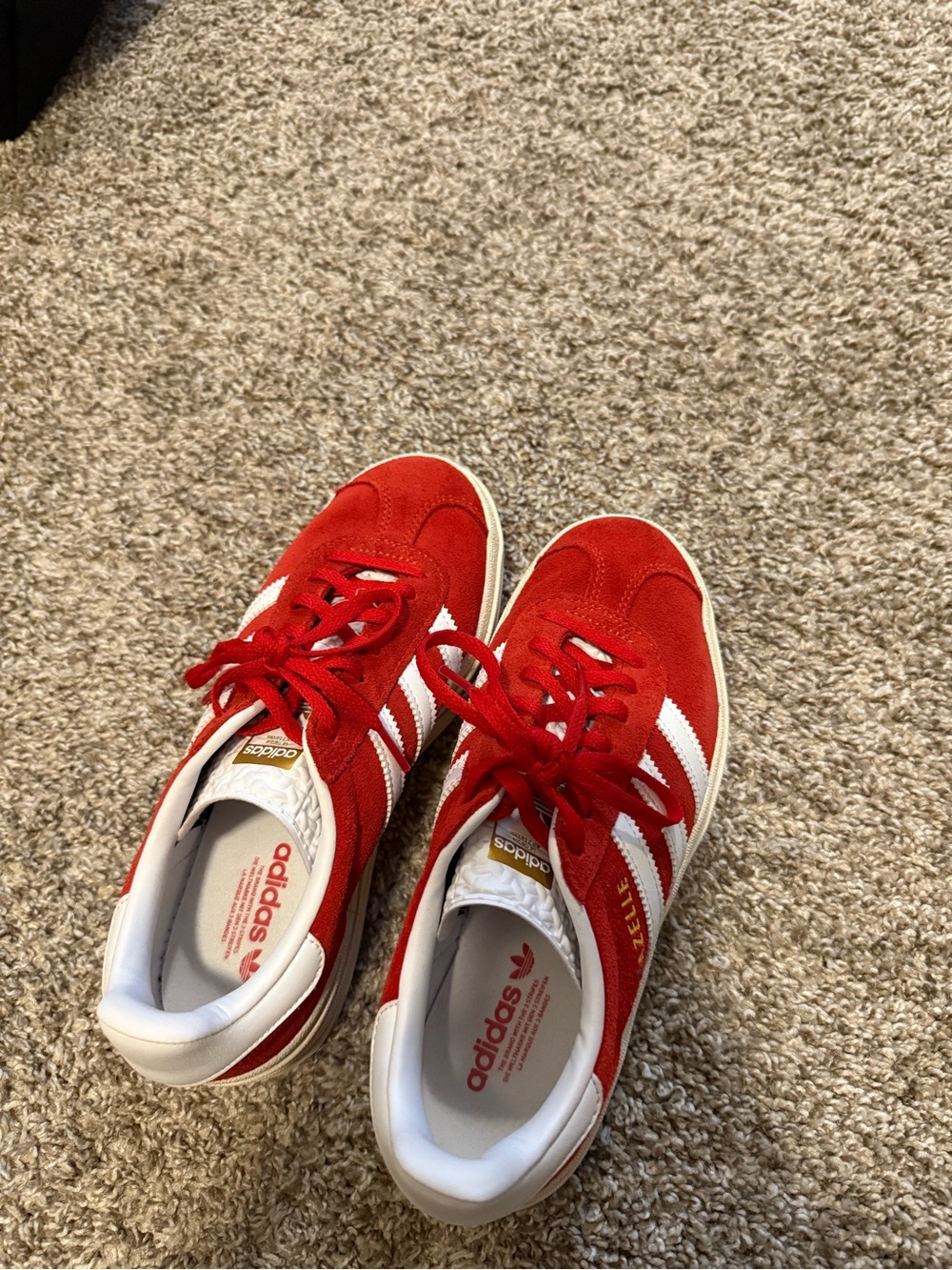 adidas Gazelle Platform Sneakers in Red & White - Picture 2 of 3